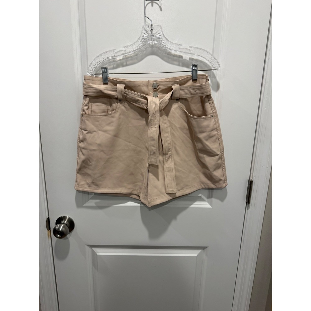 Hudson Womens Utility Short Faux Leather Belted Beige Size 31